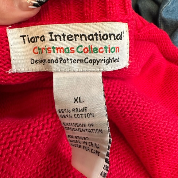 Vintage Y2K Era Tiara International Red Snowman Festive Winter Cardigan Size XL - Picture 8 of 10